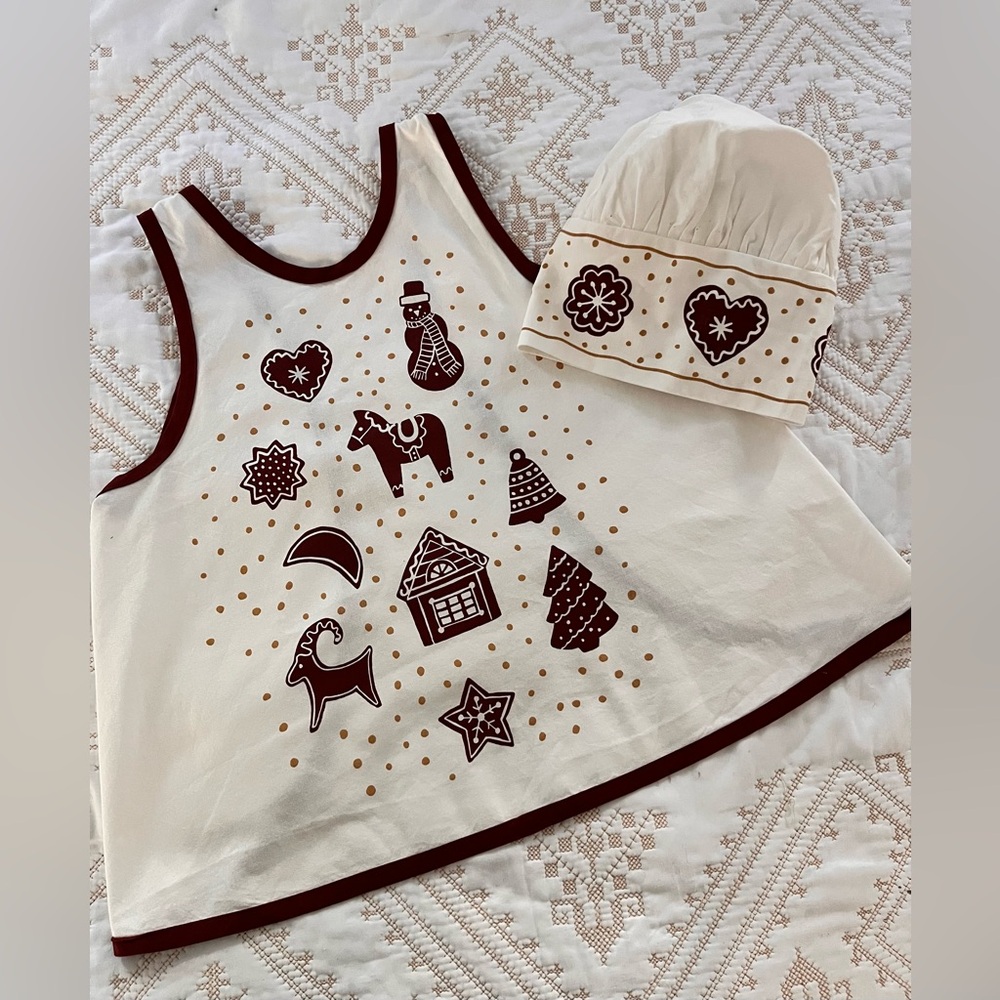 IKEA VINTER 2020 Kids Smock Apron & Chef Hat ~Kids Christmas Gingerbread Apron